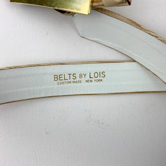 Vintage Belts By Lois Custom Made Embossed Leather Tan Belt  Sz 34" - 37.5" - Picture 15 of 16